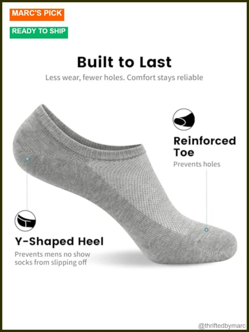 No Show Socks Men Low Cut Ankle Cotton with Non Slip Grips